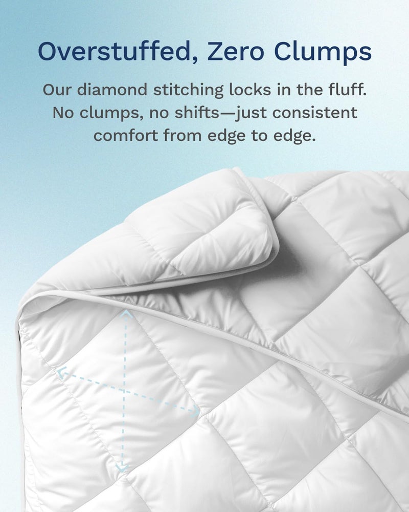 ViscoSoft Microfiber All Seasons Down Alternative Quilted Comforter - Cooling Breathable Premium Soft Reversible Microfiber Duvet Blanket, White, Full - Image 5